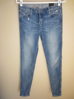 BLEULAB Light Floral REVERSIBLE Distressed Skinny Pocket Legging Jeans  28