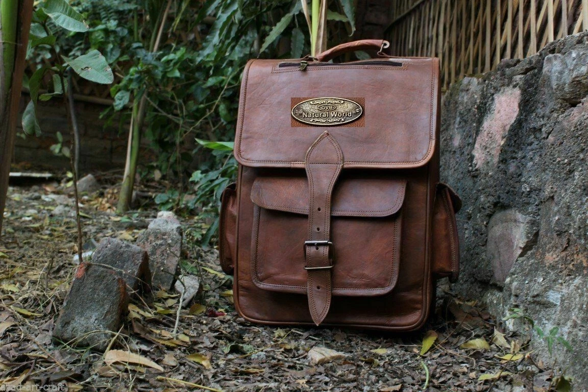 Leather Original GVB backpack rucksack briefcase travel bag handmade OVERNIGHT