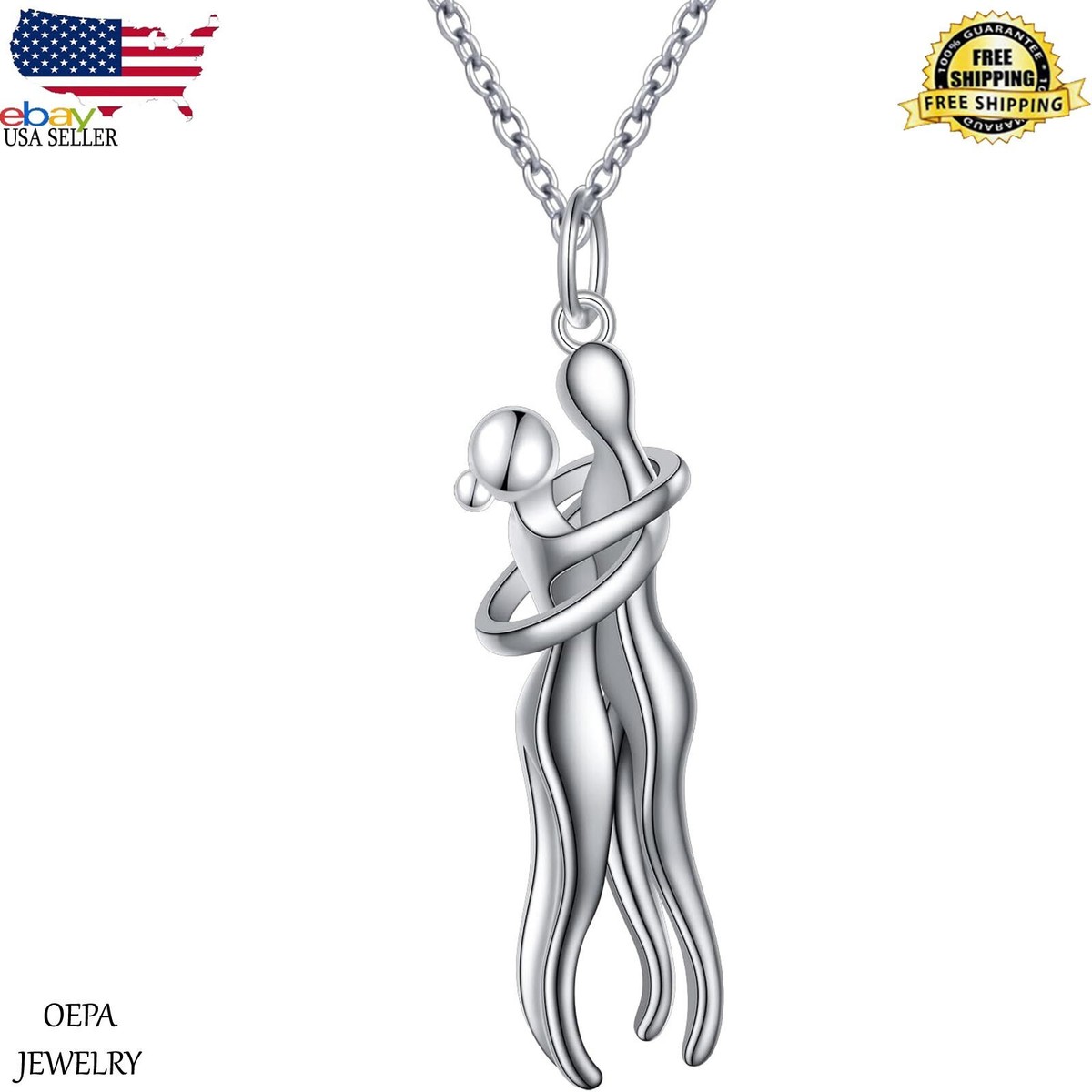 【HUGYOURSKIN】Silver Necklace (Hugging) Amazon.com: zaxsj Hug Couple Necklace 925 Sterling Silver