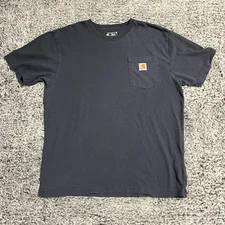 Carhartt Shirt Adult Medium Blue Short Sleeve Pocket Tee Work Wear Loose Fit Men
