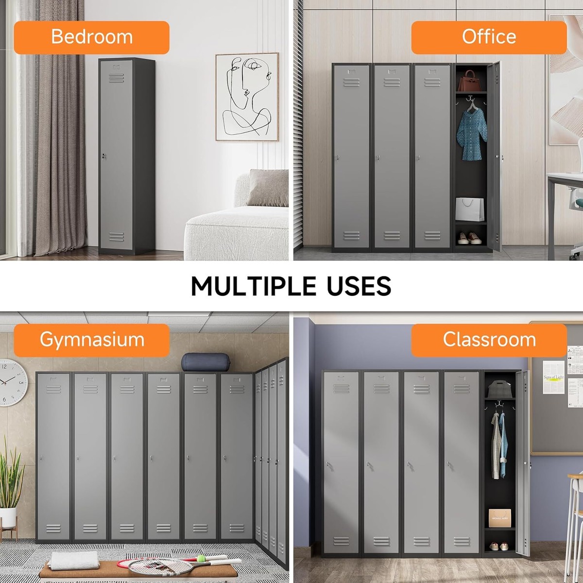 Vintage Metal Storage Cabinet Office School 71''H Metal Locker