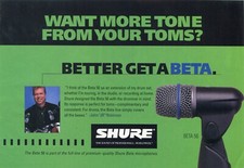 2000 small Print Ad of Shure Beta 56 Drum Microphone w John JR Robinson