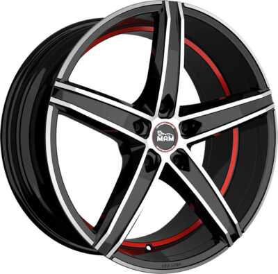2x MAM OX-18 black front polish red inside 8.5x19 ET45 - LK5/112 ML66.6 Felge