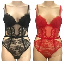 VICTORIA'S SECRET BOMBSHELL PUSH UP ADD 2 CUPS LACE TEDDY LINGERIE XS S M L XL