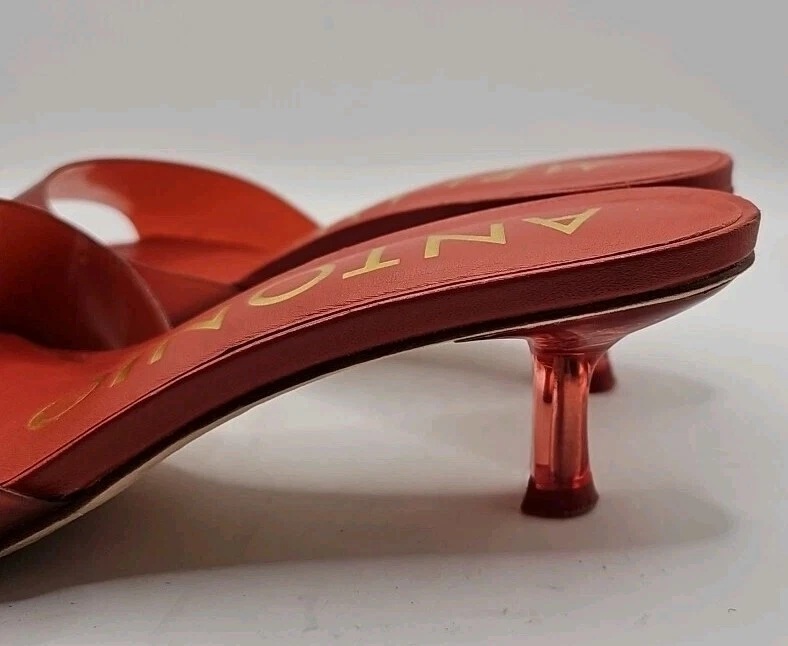 Antonio Melani 7M Rojo Vinilo Puntera Cuadrada Gatito Tacones Barbee Sandalias 153 Foto 4 de 4