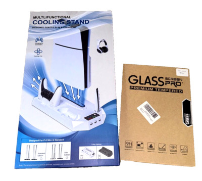 Bundle - PS5 Slim/Standard Vertical Cooling Fan Stand Controller Charger Station