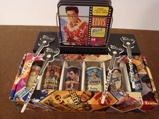 Elvis Presley Set of Six Shot Glasses, Coaster Set, and swizzle stix