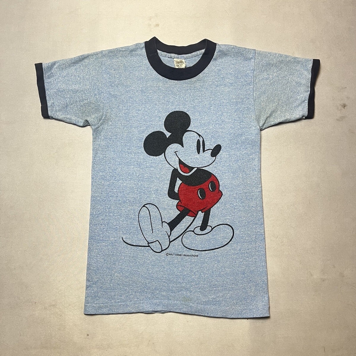 TROPIX TOGSミッキーマウス Tシャツ 70年代製 S Vintage 70s Tropix Togs Disney Mickey Heather Blue Ringer T Shirt