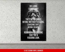 Motivational Lion Gym Poster - Inspirational Vinyl Banner for Home or Office