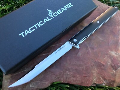 G10 EDC Folding Knife! Ball Bearing Pivot! Razor Sharp D2 Steel Tanto Blade!