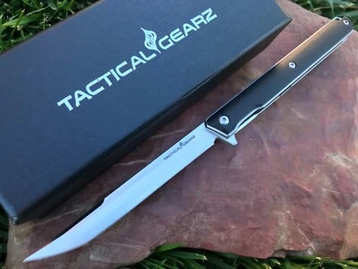 TACTICALGEARZ G10 EDC Folding Knife! Ball Bearing Pivot! Razor Sharp D2 Steel Tanto Blade!