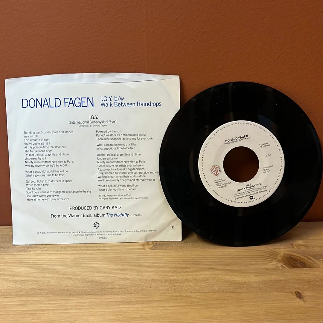 Donald Fagen I.G.Y b/w Walk Between Raindrops Warner Bros. 7