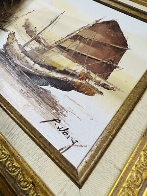超レア 絵画 アンティーク ヴィンテージ 油絵 風景画 船 Tony Wong $_12.JPG?set_id=880000500F