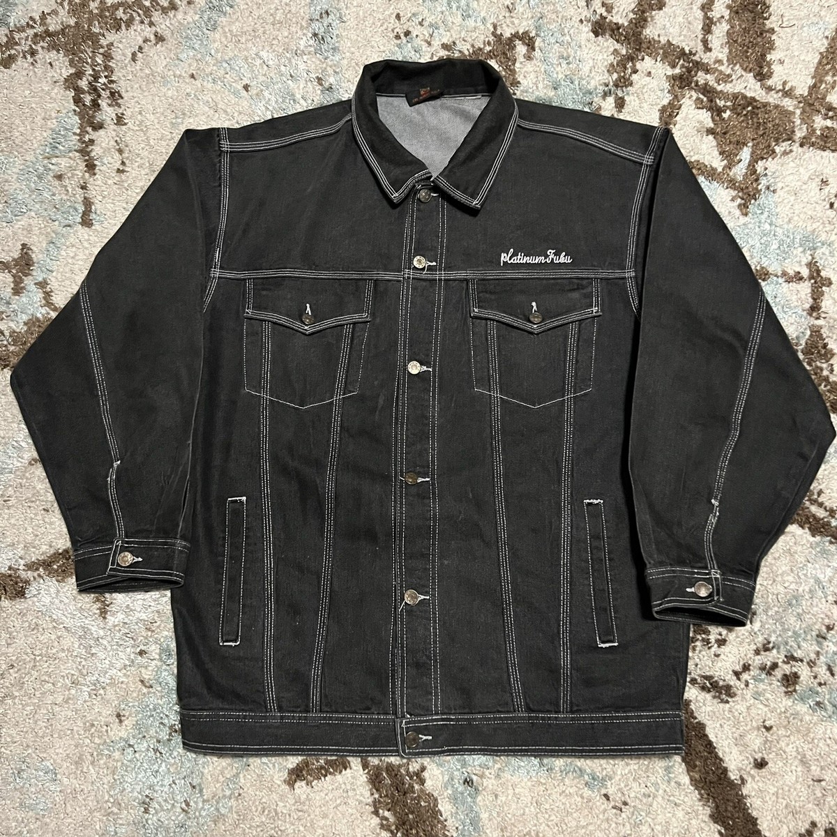 FUBU PLATINUM FAT  90's 00's B系 FUBU jeans, Platinum Fat Albert shiny gray, 90s vintage