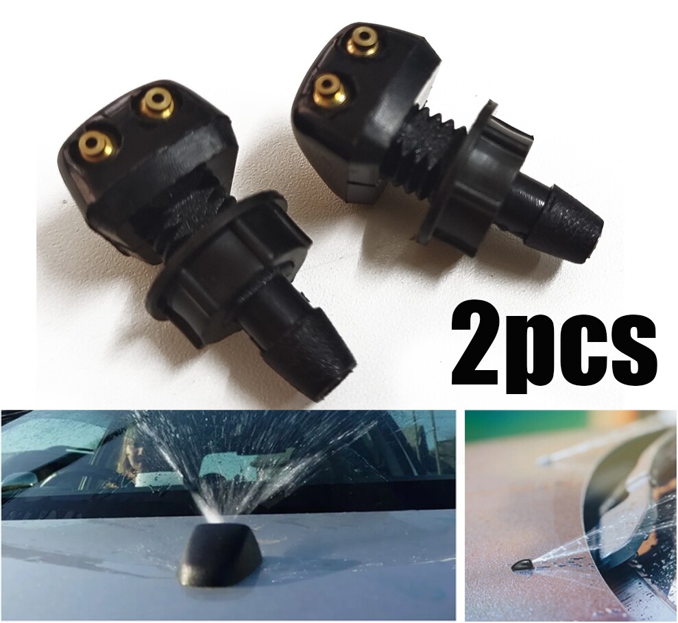 2X Universal Car Windshield Washer Nozzle Dual Spray Jet for Wiper Fluid  
