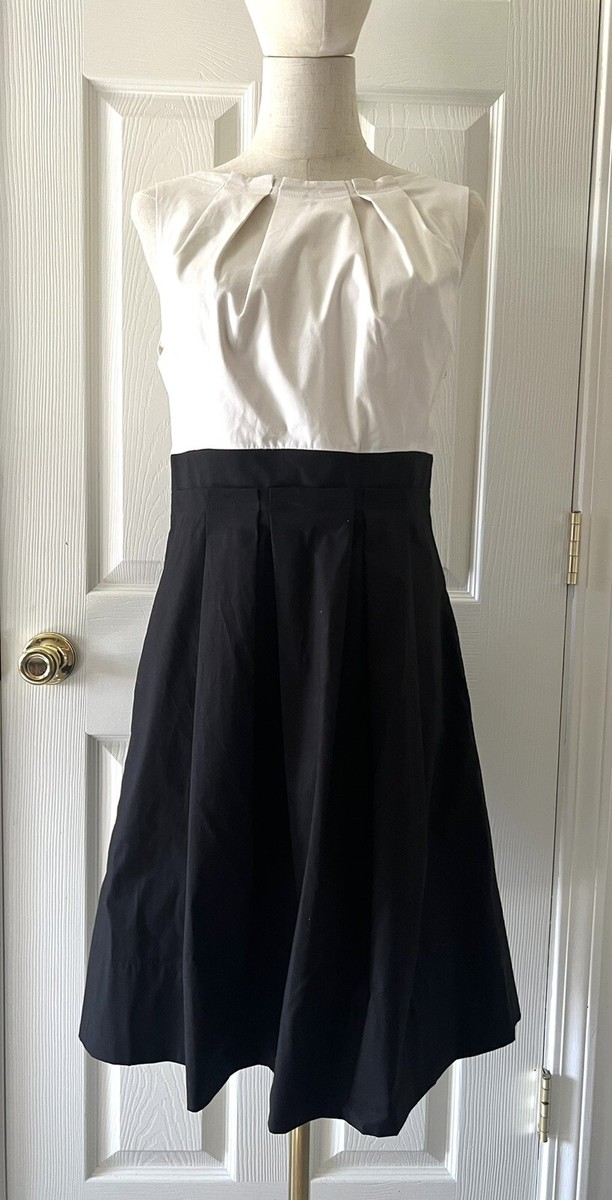 SHOSHANA Ivory Black Colorblock Sleeveless Cocktail Fit Flare Dress 10 NWT  Rare