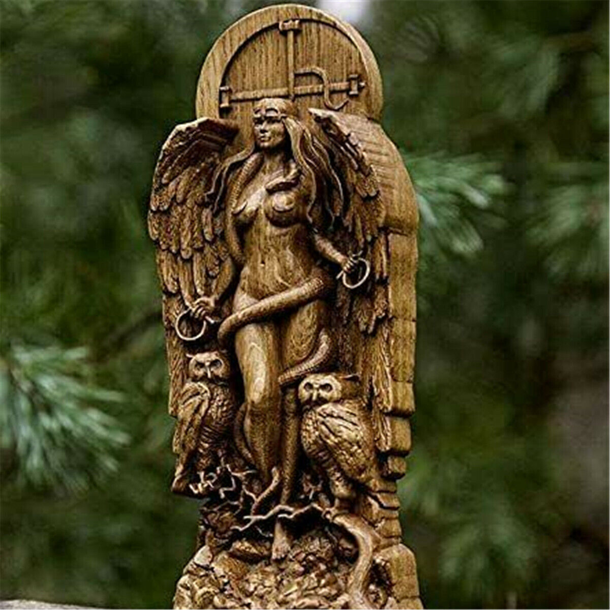Lilith Ishtar Holz geschnitzte Astaroth Statue Pegan Gott Altar Figuren Dekor