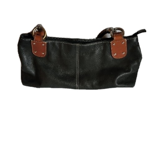 Fossil Genuine Leather Black Shoulder Bag Purse Double Braided Straps