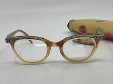 Vintage 1950  s Yellow Cat Eye Glasses Eyeglasses Prescription Bifocals w/ Case