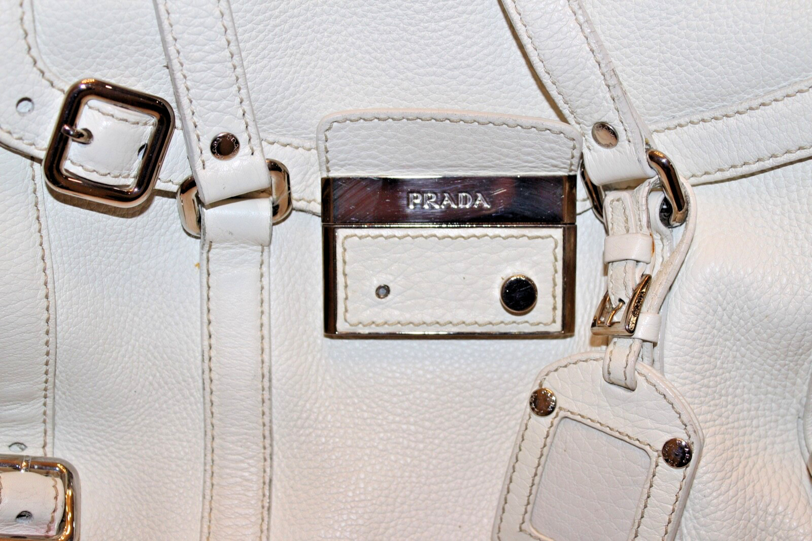 Authentic Prada White Leather Small Shoulder Hand… - image 5