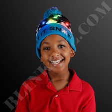 CHRISTMAS LED Winter Beanie Blinking Light Up SNOWMAN Knit Cap