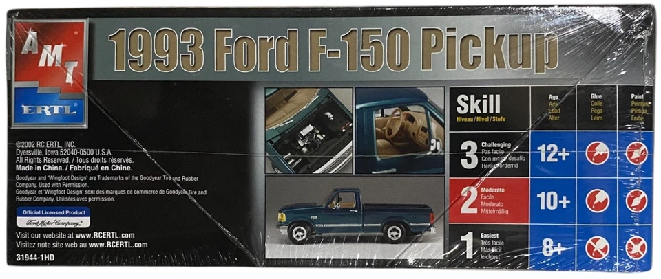 AMT/Ert 1992 Ford F-150 Flareside Truck Vintage 2003 1:25 Model Kit NEW SEALED - Image 4 of 4