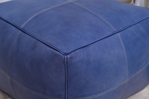 Leather pouf, Unstuffed square Ottoman Pouffe Moroccan , handmade footstool - Picture 9 of 17