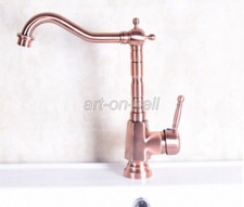 Antique Red Copper Bathroom Basin Sink Kitchen Swivel Mixer Tap Faucet anf253