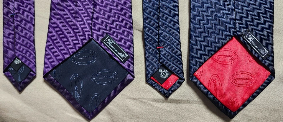 Set of 2 Faconnable Men's Ties Blue and Purple  Solid Vivid - Image 4 of 4