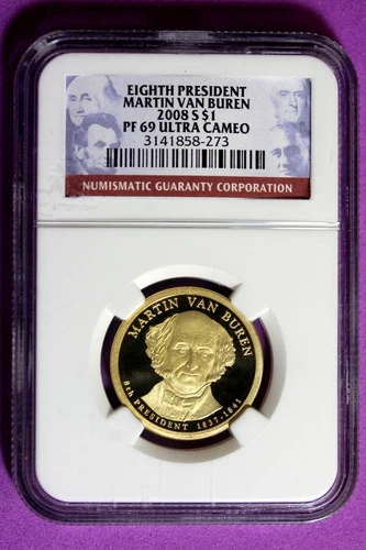 2008 S NGC PF69 Ultra Cameo Martin Van Buren Presidential Dollar #B32248