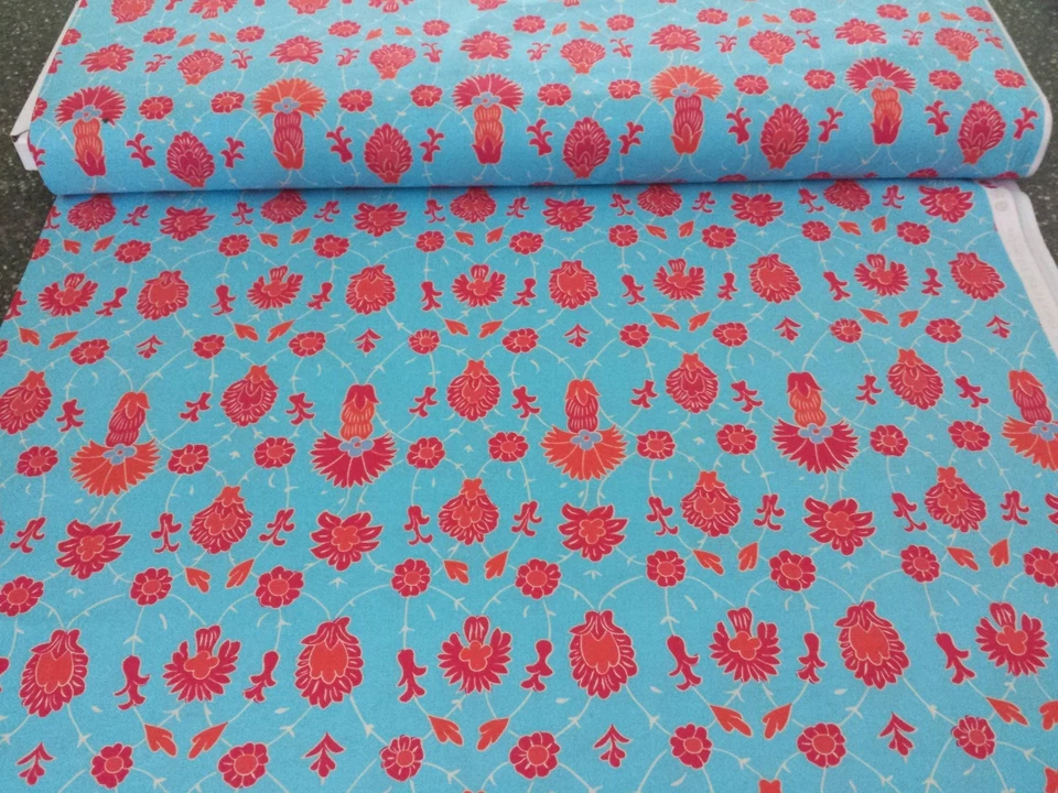 Iznik BTY Snow Leopard FreeSpirit Rosa Laranja Damasco Floral em Azul - Imagem 3 de 3