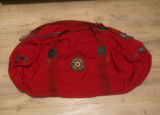 VINTAGE 90S KIPLING DUFFLE BAG LUGGAGE RED WI...