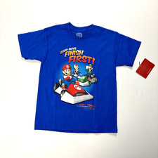 Nintendo Mario Kart DS Video Game Promo 2010 Shirt Blue Sz Youth 12 NWT New