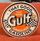 VINTAGE THAT GOOD GULF GAS GASOLINE PORCELAIN SIGN