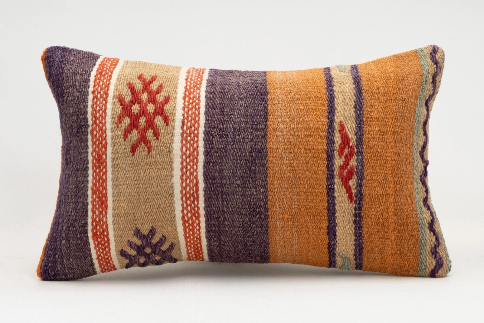 Decorative Pillow Cover, 12x20 in, Turkish Kilim Cushion, Boho Sofa Throw Pillow