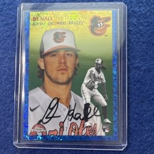 Topps 2023 Chrome DL Hall Orioles Auto Rookie Blue Mini-Diamond #72