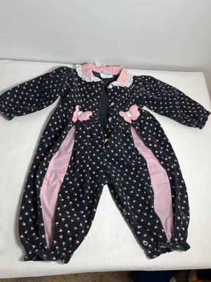 Vintage  Mothercare Original Floral Corduroy Baby Girls Jumpsuit size 12 Mos
