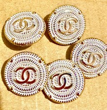 5 CHANEL BUTTONS GOLD ROPE DESIGN BRUSHED WHITE/GOLD ICONIC 20mm