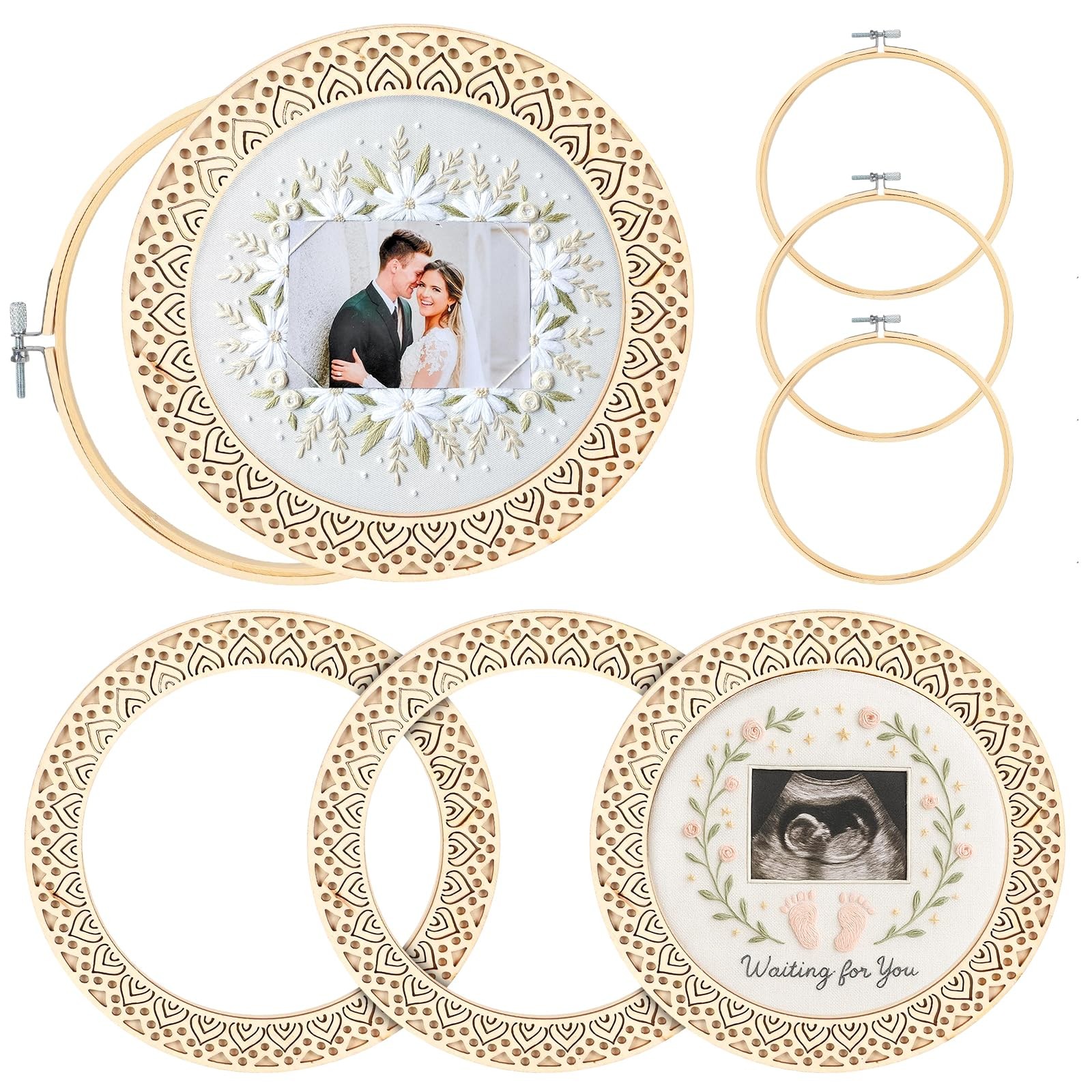 Hoops: 8 Inch Wood Frames For Crafts & Cross Stitch