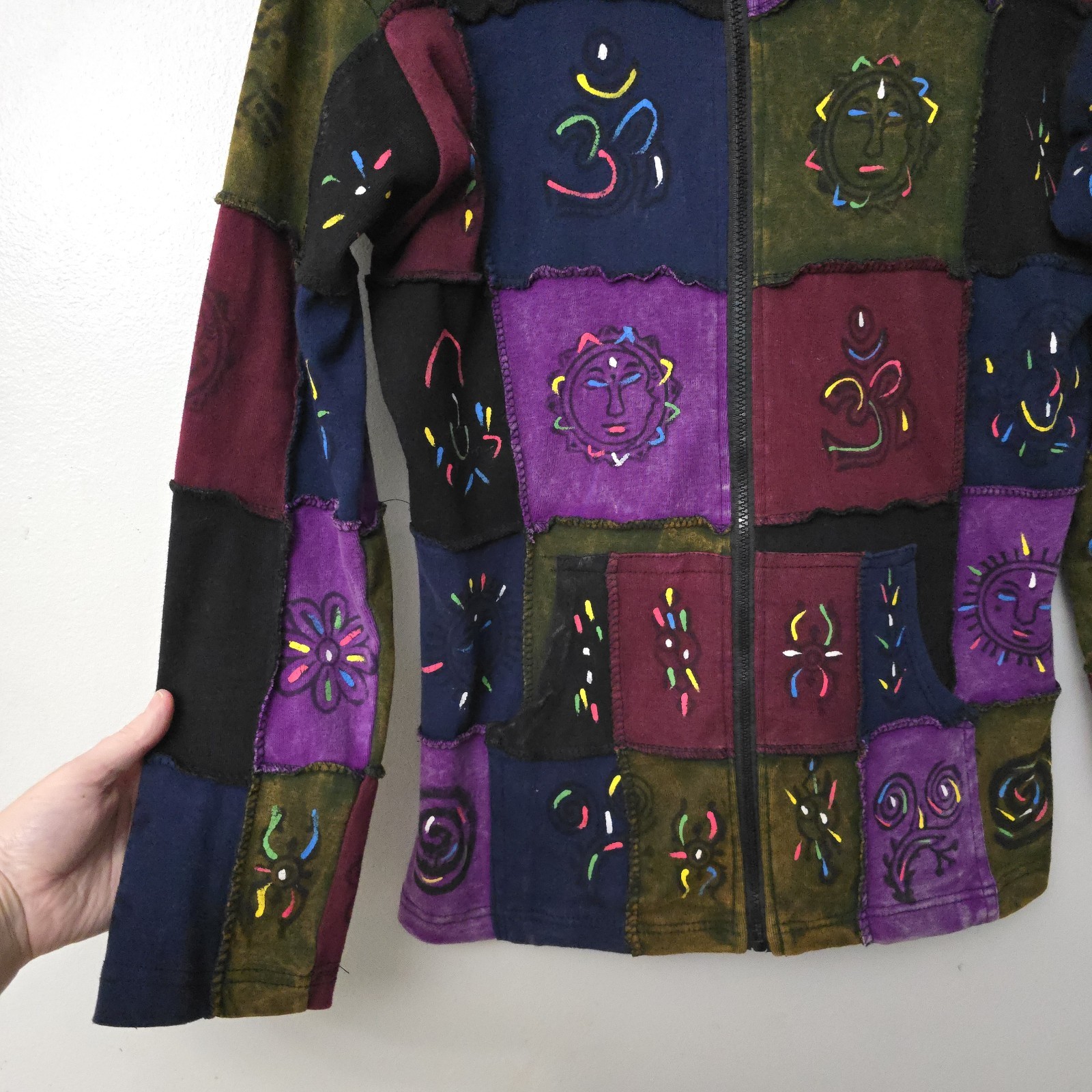 Greater Good Network Patchwork Zip Up Hoodie Wome… - image 3