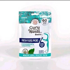 Lot of x3 GuruNanda Dual Line Thread Floss Picks 60ct Per Bag Double Teeth Floss