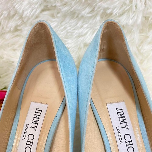 Jimmy Choo Pumps Heel EU36.5/US6.5 Blue suede gradient pointed toe 09843a - Picture 4 of 24