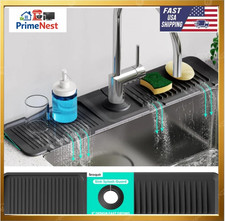 24 Faucet Mat for Kitchen Sink, Silicone Splash Guard with 5  Self-Draining