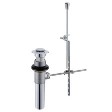 ZM Heavy-Duty Brass Pop-Up Drain Assembly with Overflow, Chrome Finish B