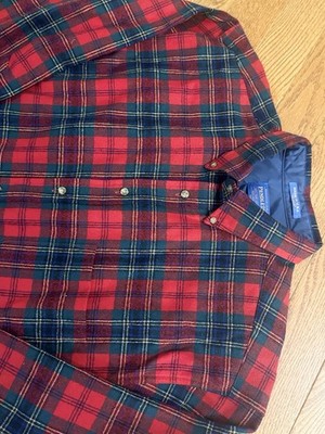 Vintage Pendleton Shirt XL Red Plaid 100% Wool Clan Maclean Tartan Made In USA
