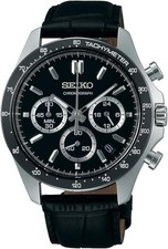 SEIKO SELECTION SBTR021 Spirit Chronograph Black Dial Black Leather Duty Paid 