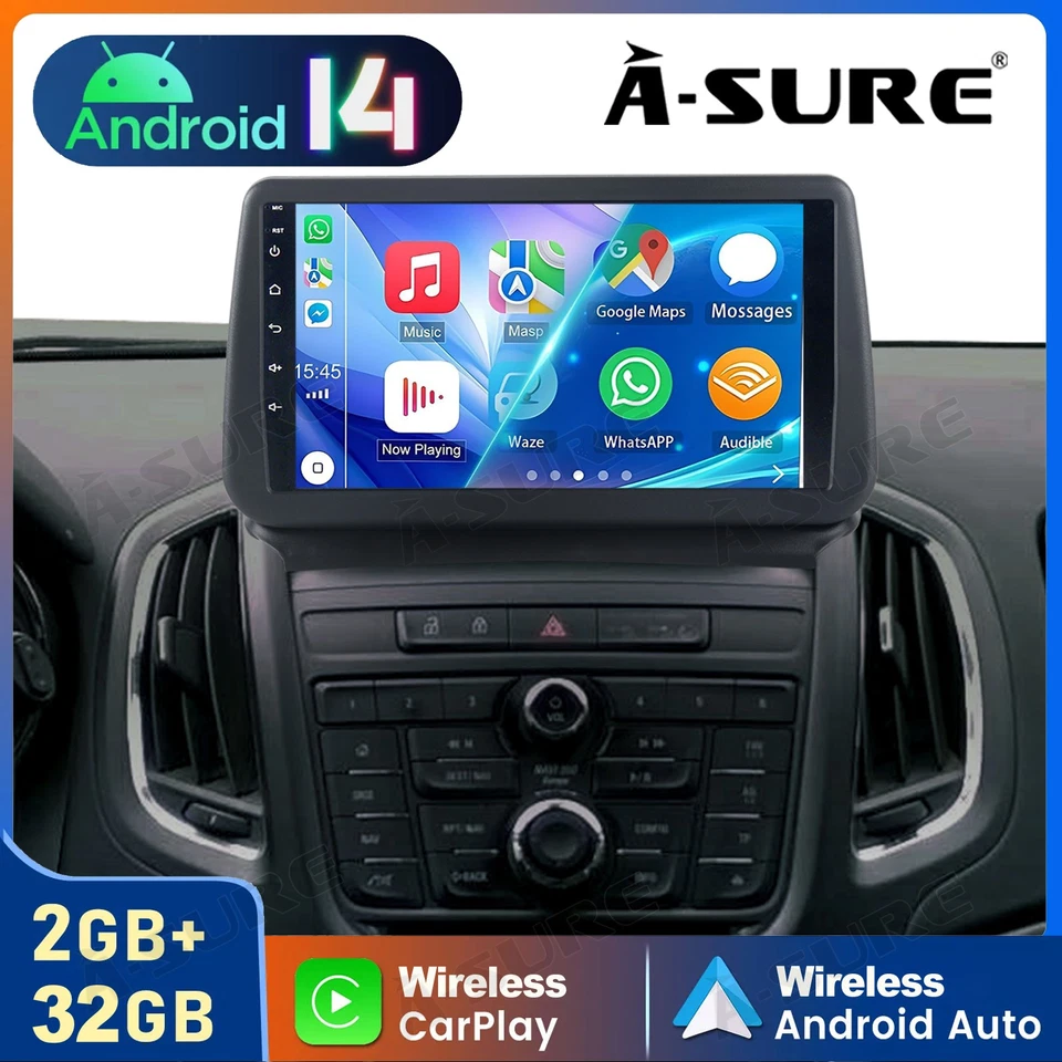 A-SURE Radio de coche Android14 para Opel Zafira Tourer C 2011-2016 Carplay GPS NAVI WIFI SWC