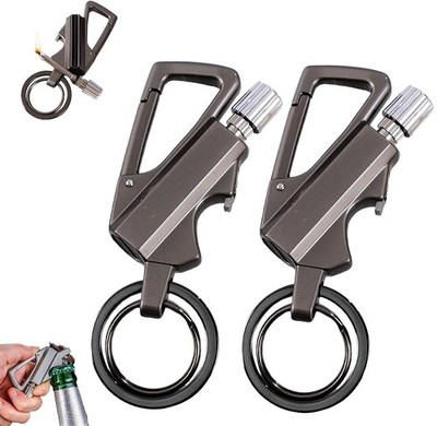 2 Pack Permanent Match Infinity Lighter with Multitool Keychain Bottle Black