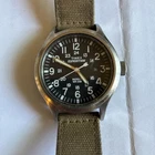 Timex Expedition Scout-Vintage Indigo, Green/Tan Band New Battery Tested Working