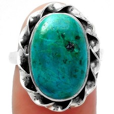 Natural Azurite Chrysocolla 925 Sterling Silver Ring s.7.5 Jewelry R-1083
